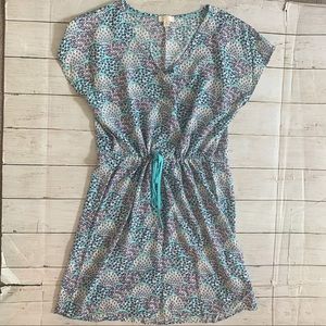 Whale and sailboat print cinch waist mini dress